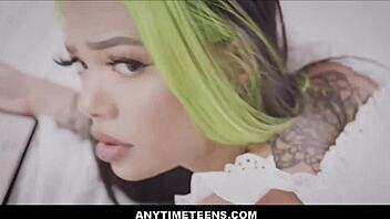 Is tiny Asian teen Paisley Paige using her tight pussy to pay debts with Peter Green's monster cock?