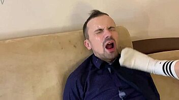 oh god these reckless pervs are humiliatin the teacher by spittin all over his face in double femdom