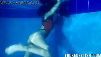 Helen star rocks sexy swimwear for a thrilling night apnea pool adventure!