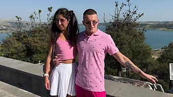 the stranger invited the couple for tea but a bi threesome happened - his big dick fucked the ass and pussy at once - 3 79