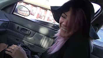 Mali Luna teases wet pussy while sucking cock through gloryhole