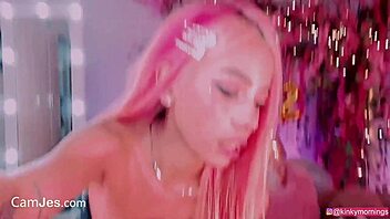 Petite college student explores solo play with toy