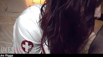 Pov Blowjob and Huge Facial from Sexy Mature Nurse in Uniform