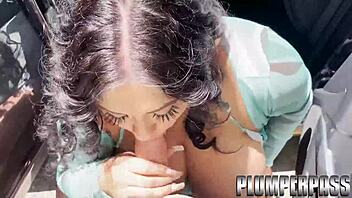 Will This Huge Tit Latina Milf Suck Stranger's Big Cock In Car Outside Laundry?