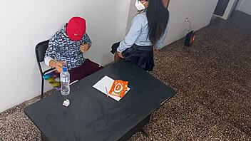 Secretary gives in during office interview with passionate domination and exhibitionist flair