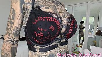 hey, check out this black and purple lingerie with micro bikini try-on by tattooed goth melody radford?