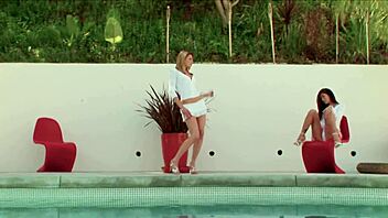 blonde samantha ryan with shaved pussy gets fucked by big tit tatted lesbian melissa jacobs using toys in an innocent hairless encounter