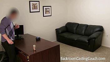 hey, check out this shy latina getting her first creampie in the backroom casting on the sofa!