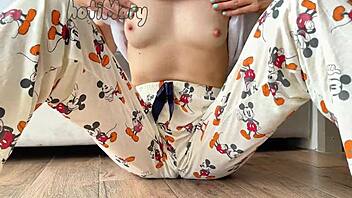 Horny Petite 18+ Girl in Pajama Masturbates Small Tits and Squirts Orgasm!