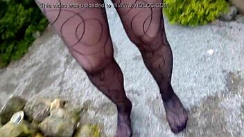hot-pussy66 showcases the best of black pantyhose in outdoor solo fetish play