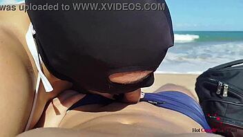 African Couple Crossdressing And Latina Action On The Beach