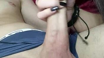 Debora Prado, the cute young brunette girlfriend, delivers a deepthroat blowjob on my big cock in this amateur couple scene.