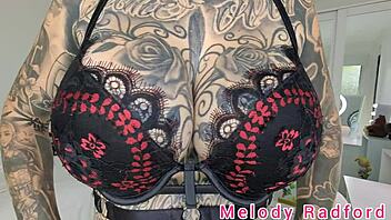 hey, check out this black and purple lingerie with micro bikini try-on by tattooed goth melody radford?