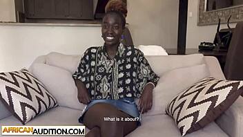 i watched this african beauty get exploited at a fake music video audition by a big dick white male