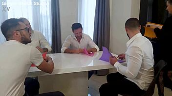 Oneybeezz gets into a wild 4on1 DP gangbang with rough sex rimming gagging and more