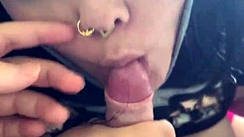 curvy amateur with natural tits gives deepthroat pov blowjob leading to cum on tits