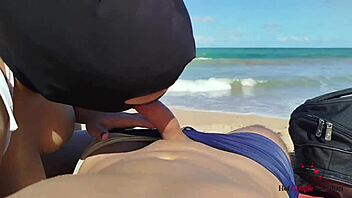 African Couple Crossdressing And Latina Action On The Beach