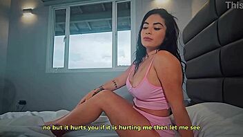 sharing hotel room with hot latina milf leads to wild monster cock blowjob and fucking!