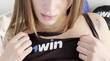 She felt incredibly horny that day. So this sexy Colombian milf masturbated wildly on her boss's sofa with big tits bouncing.