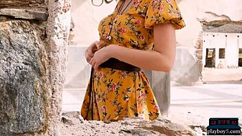 natural brunette milf babe willa prescott performs an outdoor striptease