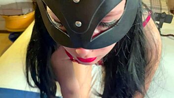 in a homemade video, the cute girl in red lingerie teases before giving blowjob and getting fucked doggystyle.