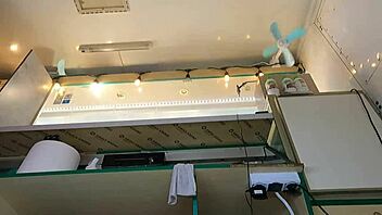 I couldn't resist kissing her cute naked ass at work while she bent over the counter