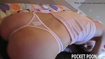 toying her tight pussy through torn pantyhose in this hot mobile vid