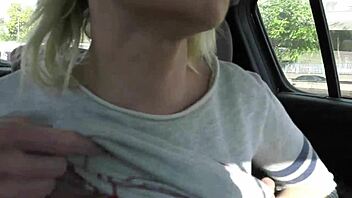 Blonde cougar gets wild fucking hard in the car with intense passion