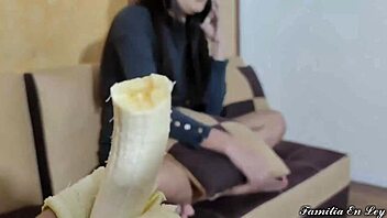 I tricked my friend with a banana to slip my cock in her mouth on the day I took advantage of her