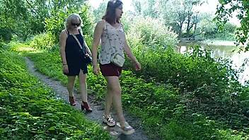 Why Are These Two Sexy Girls Stopping by the Road to Pee in Miniskirts with Golden Rain Flowing