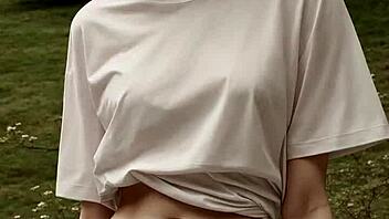 Lingerie Models Pose Sexy Under Cherry Blossom Trees With Barefoot Elegance