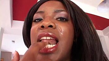 oh yeah, ebony stripper handles two big black cocks together in wild gangbang