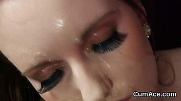 i feel so aroused as sexy centerfold gets cumshot on her face and eats all the load in intense blowbang