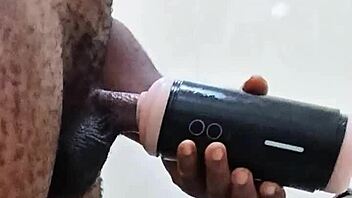 Intense Solo Session with Monster Toy in Bathroom Handles Urgent Needs