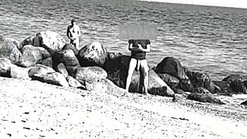 voyeur spots huge cock on nude beach, like whoa it's massive and nudist vibes everywhere, ya know?