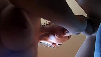 uh, i'm giving this intense blowjob under my big natural tits, sucking his huge monster cock until, like, i get that facial cumshot all over