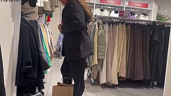 that round latina booty shines through her see-thru leggings in a sneaky voyeur moment