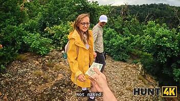 Adorable European teen with natural tits gets picked up in the forest for hardcore pov sex with a stranger