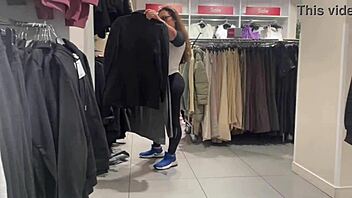 that round latina booty shines through her see-thru leggings in a sneaky voyeur moment