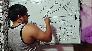 Asian Nerd Student Explores Bedroom Triangle With Teacher