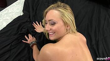 Who knew this blonde pawg with small tits and huge ass would take rough fucking without condom to facial cumshot?
