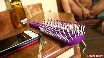 Oh wow, watch sexy big tittied Latina tranny Erika Lee stroke her hard cock solo!