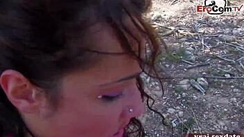 French skinny teen lesbians explore first-time outdoor fisting with toys