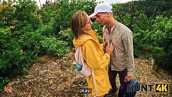 Adorable European teen with natural tits gets picked up in the forest for hardcore pov sex with a stranger