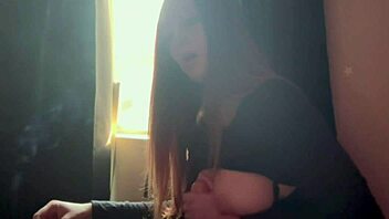 italian long hair big tits artemisia love feels intense with dildo handjob while smoking cigarette