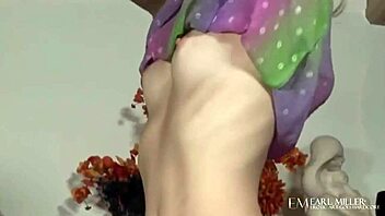 Petite blonde Charlotte Stokely strips seductively in solo session. She reaches intense orgasm with toys.