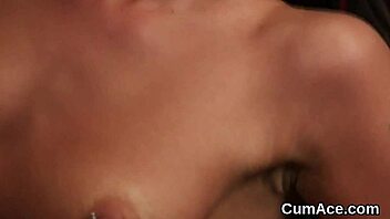 i feel so aroused as sexy centerfold gets cumshot on her face and eats all the load in intense blowbang