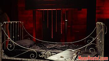 Redhead teen bound and punished in rough doggystyle BDSM domination in garage