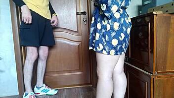 mature milf teases virgin courier into explosive cum release