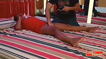 i'm this cute chubby brunette latina getting a full body massage in room casting